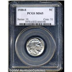 1930-S 5C MS65 PCGS. Mostly brilliant except