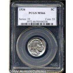 1934 5C MS66 PCGS. Blazing luster beneath