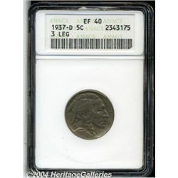 1937-D 5C Three-Legged XF40 ANACS. Typically