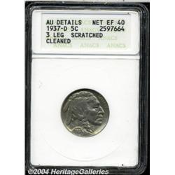 1937-D 5C Three-Legged--Scratched,