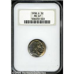 1938-D 5C MS67 NGC. Superbly toned in