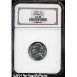1939 5C Doubled MONTICELLO MS65 NGC. FS-022.