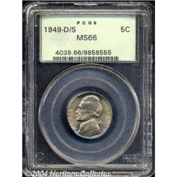 1949-D/S 5C MS66 PCGS. FS-032. Honey and