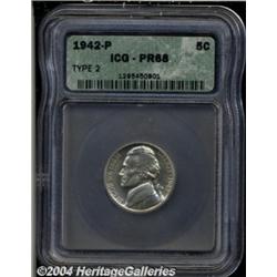 1942-P 5C Type Two PR68 ICG. Bright and