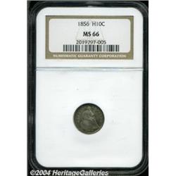 1856 H10C MS66 NGC. Golden-brown, lilac, and
