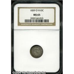 1859-O H10C MS65 NGC. Golden-brown and