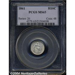1861 H10C MS65 PCGS. Lustrous, untoned, with