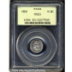 1864 H10C MS63 PCGS. Medium golden-brown color
