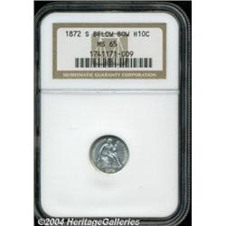 1872-S H10C Mintmark Below Bow MS65 NGC. This