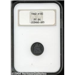 1862 H10C PR64 PCGS. Well struck with a very