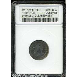 1803 10C--Damaged, Cleaned, Bent--ANACS. VG