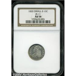 1820 10C Small 0 AU58 NGC. JR-11, R.3. A