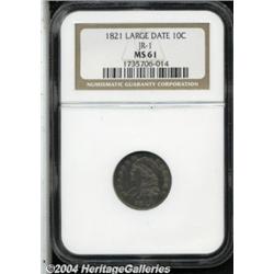 1821 10C Large Date MS61 NGC. JR-1, R.2.
