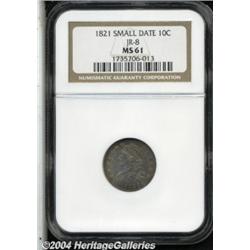 1821 10C Small Date MS61 NGC. JR-8, R.2.
