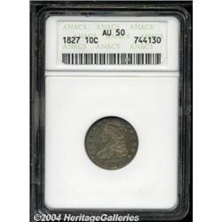 1827 10C AU50 ANACS. JR-13, R.3. The seventh