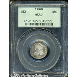 1831 10C MS62 PCGS. JR-5, R.1. Golden-brown