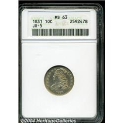 1831 10C MS63 ANACS. JR-5, R.1. Luminous