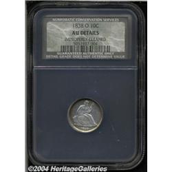 1838-O 10C AU Details, Improperly Cleaned,
