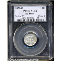 1838-O 10C No Stars AU58 PCGS. Just a hint of
