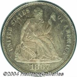 1867 10C MS66 PCGS. Innumerable striations