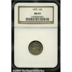 1872 10C MS65 NGC. Gold-gray toning covers