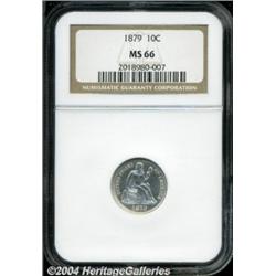 1879 10C MS66 NGC. A brilliant and moderately