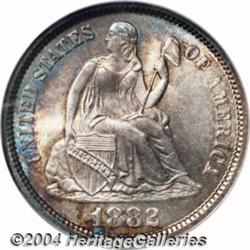 1882 10C MS67 NGC. In 1882 the production of