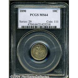 1890 10C MS64 PCGS. A lightly toned example