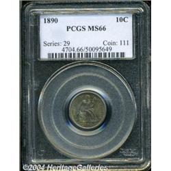 1890 10C MS66 PCGS. Blazing luster beams
