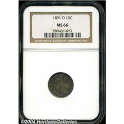 1891-O 10C MS66 NGC. Well struck and