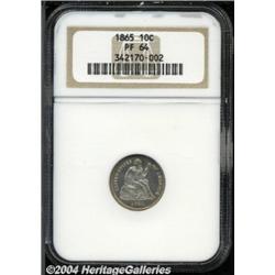 1865 10C PR64 NGC. A premium, low-mintage