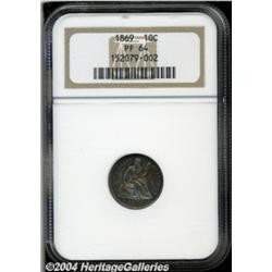 1869 10C PR64 NGC. The richly toned surfaces