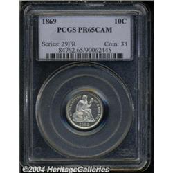1869 10C PR65 Cameo PCGS. Brilliant throughout