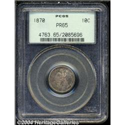 1870 10C PR65 PCGS. Medium gray patina with