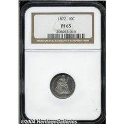1872 10C PR65 NGC. The light-gray frosty