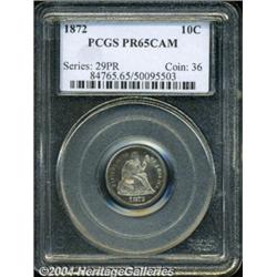 1872 10C PR65 Cameo PCGS. Sharply struck with