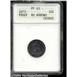 1873 10C No Arrows, Closed 3 PR63 ANACS. Well