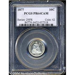 1877 10C PR64 Cameo PCGS. Completely untoned,