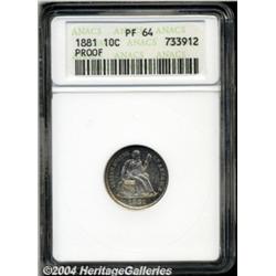 1881 10C PR64 ANACS. Well struck with