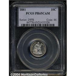 1881 10C PR65 Cameo PCGS. Rich orange-russet