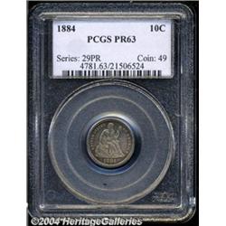 1884 10C PR63 PCGS. Golden-gray toning