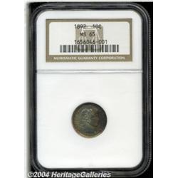 1892 10C MS65 NGC. Spectacularly toned in