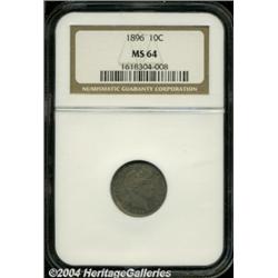 1896 10C MS64 NGC. Well struck with a deep