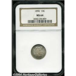 1896 10C MS64 NGC. Well struck and satiny,