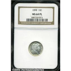 1898 10C MS64 Prooflike NGC. A decidedly