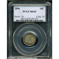 1898 10C MS65 PCGS. Intricately detailed with