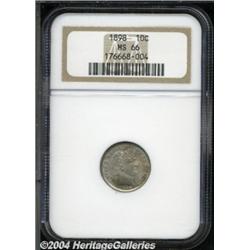 1898 10C MS66 NGC. Gold-blue-red iridescence