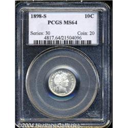 1898-S 10C MS64 PCGS. An untoned and