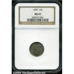 1899 10C MS65 NGC. A lovely, well-struck,