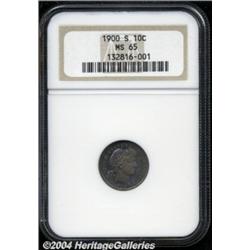 1900-S 10C MS65 NGC. Light shades of gray,
